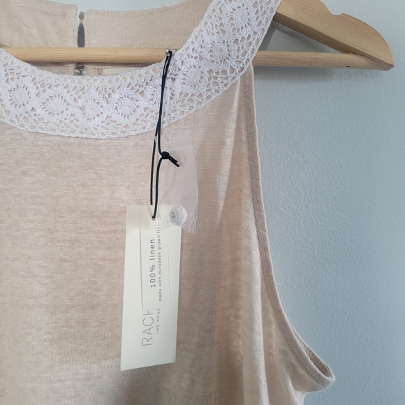 NWT RACHEL ZOE 100% Linen Sleeveless Lace Collar Top Size M - Picture 6 of 9